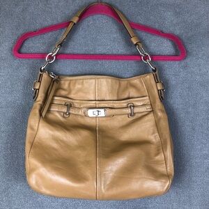 Coach Shoulder Hobo Bag Shimmer Silver/Camel